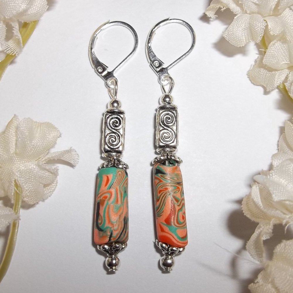 Funky Colorful Beaded Earrings Set Handmade 5293